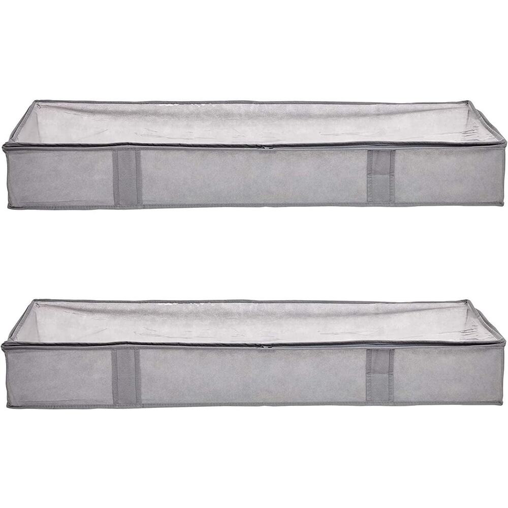 Amazon Basics Under Bed Fabric Zipper Blanket Storage Container Bags with Window